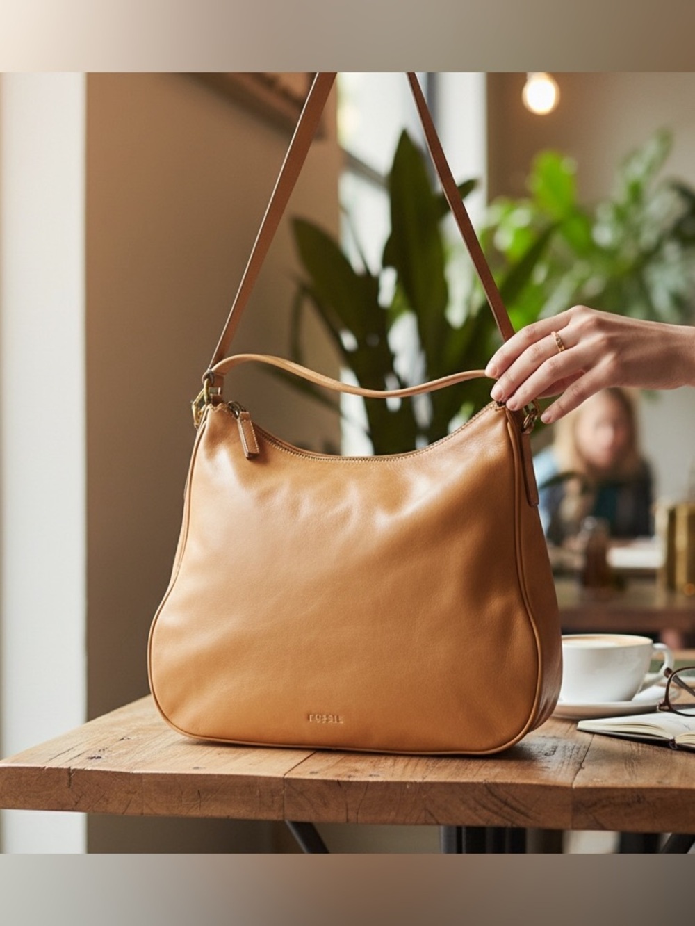 Long Live Vintage Fossil Tan Hobo Crossbody/Shoulder Bag